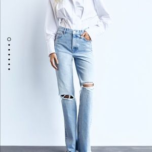Zara Hi Rise Full Length Wide Leg Jeans